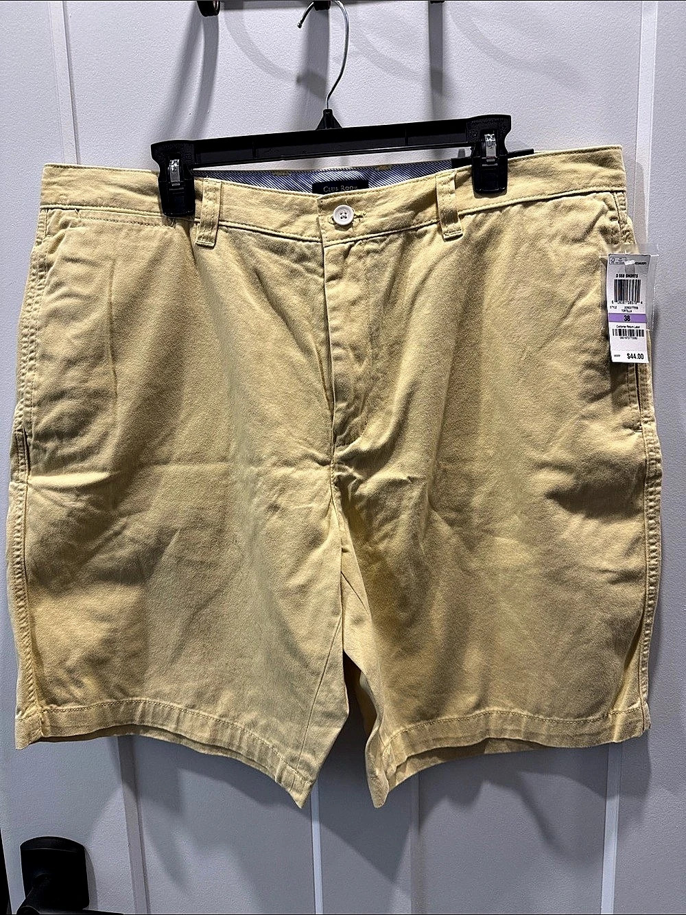 Club Room D 568 Shorts Flat Front Shorts in Yellow Waist 38 NWT